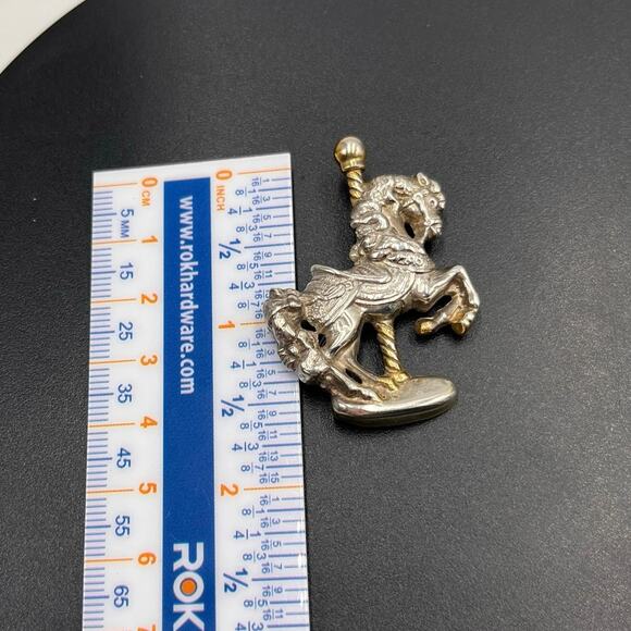 Gorham Sterling Silver Merry-Go-Round Carousel Horse Brooch with Gold Accents - Picture 4 of 8